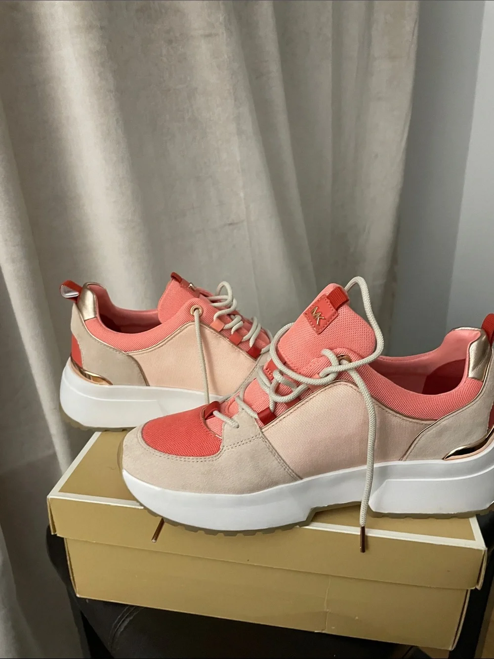 Michael Kors Coral and Blush Platform Sneakers for Women